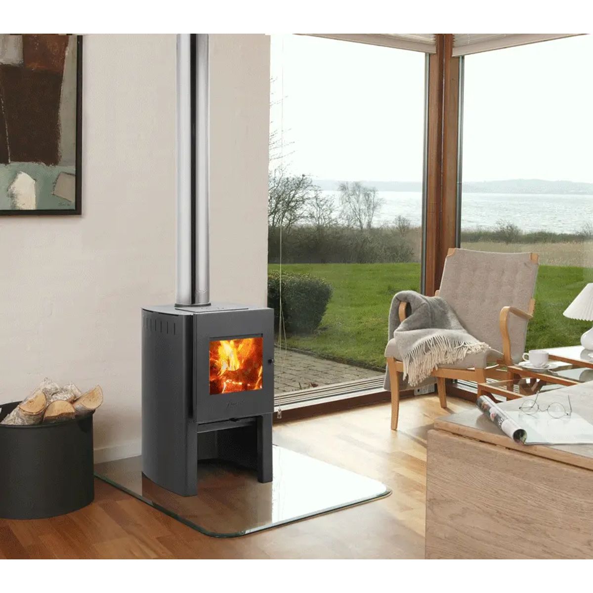 AMESTI - Estufa Leña Firelog 380 Gris