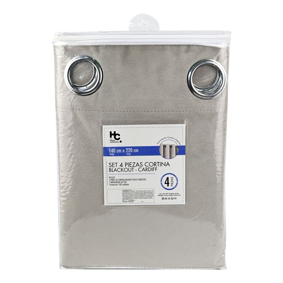 JUST HOME COLLECTION - Set de Cortinas Blackout 140x220 cm Gris