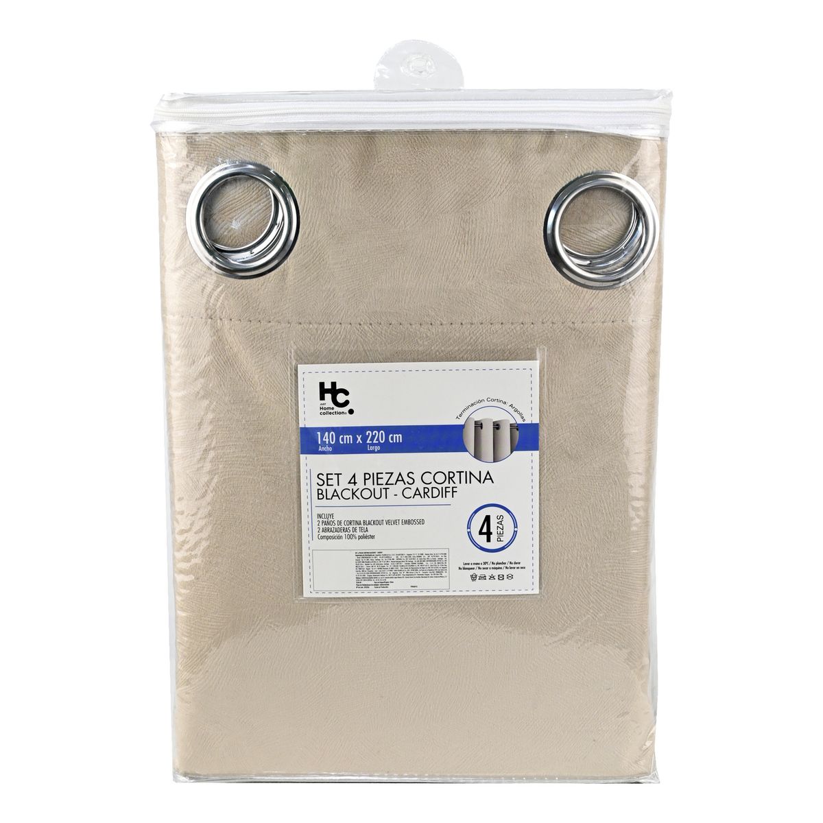 JUST HOME COLLECTION - Set de Cortinas Blackout 140x220 cm Beige