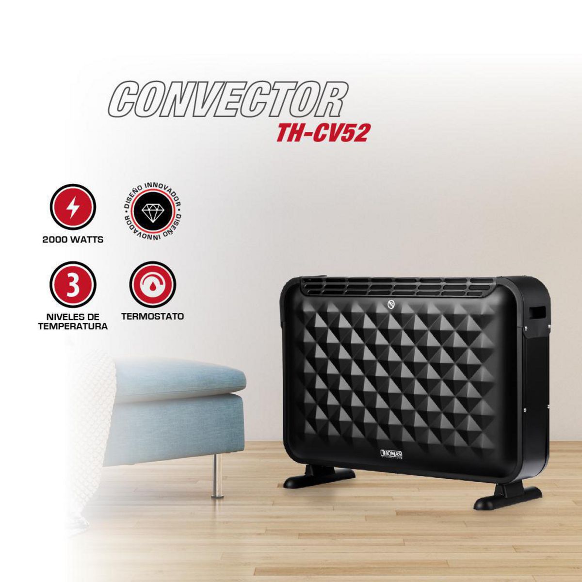 THOMAS - Convector TH-CV52 Negro