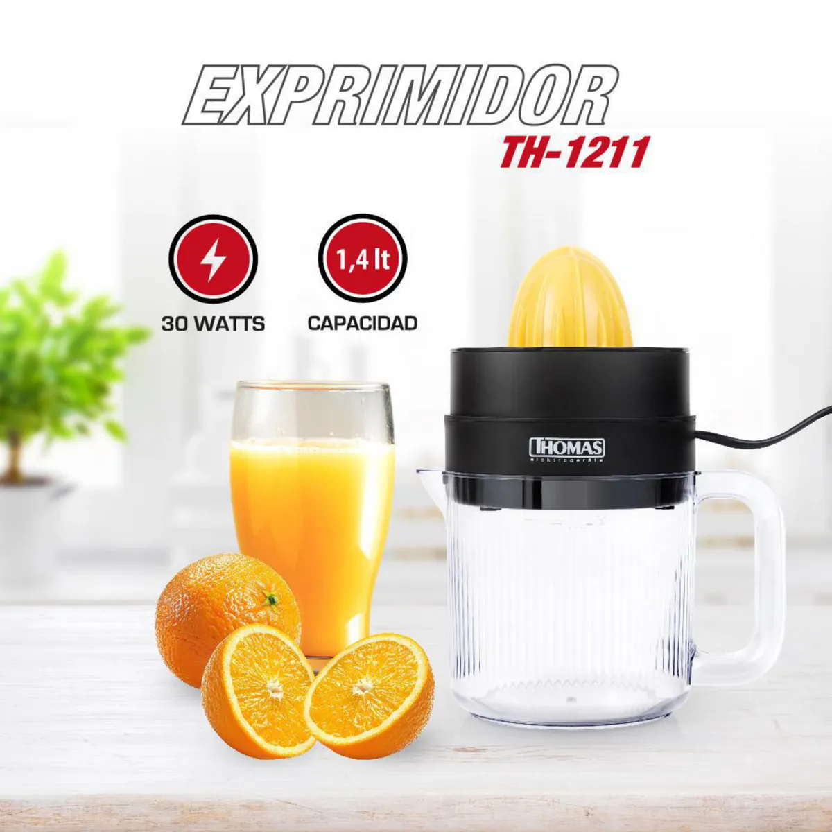 THOMAS - Exprimidor 30 W Negro 