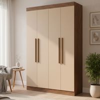 Closet 4 Puerta(s) 2 Cajón(es) 6 Repisa(s) 136x217x47 cm Castaño / beige