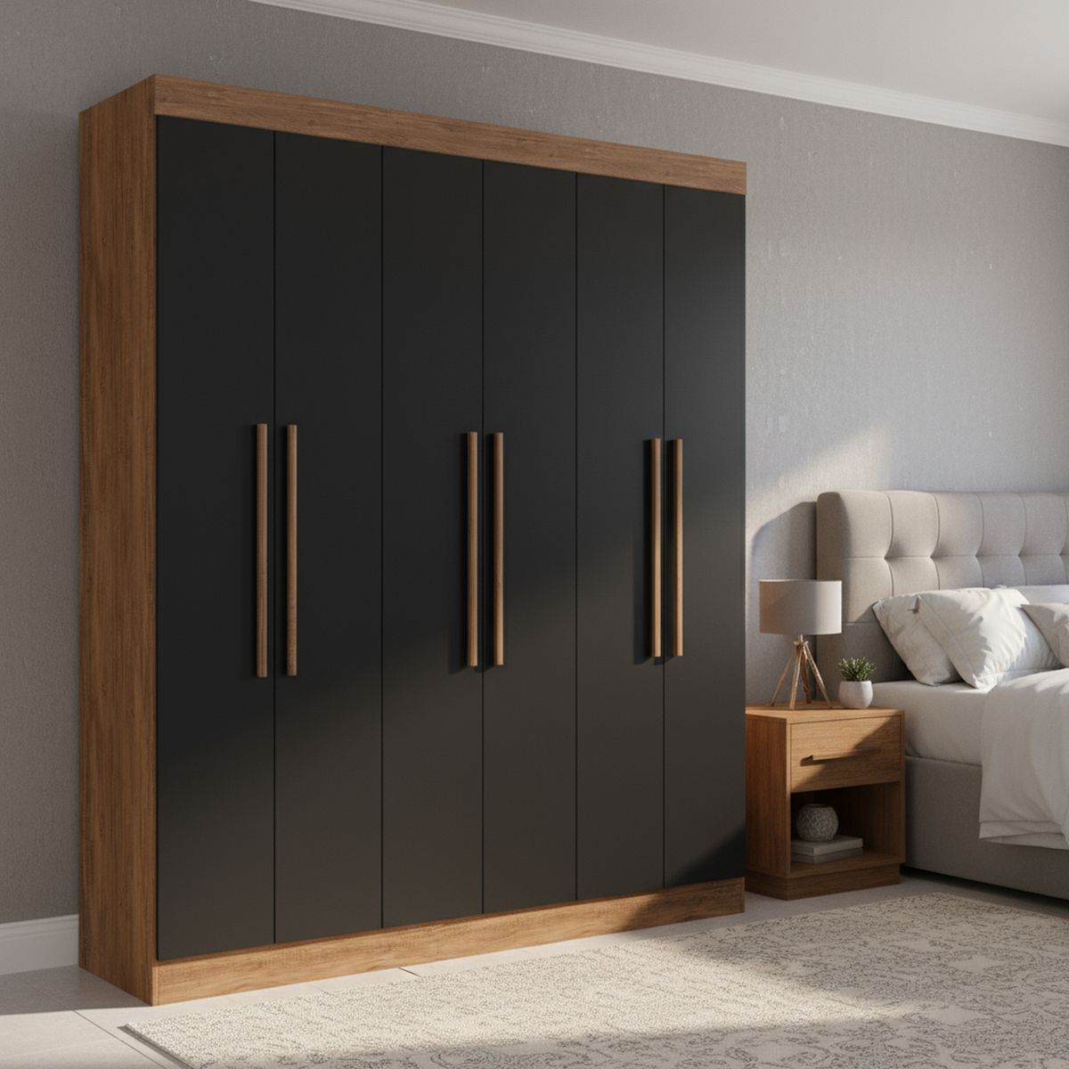 EXIT - Closet 6 Puerta(s) 2 Cajón(es) 5 Repisa(s) 180x217x47 cm Castaño / negro