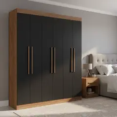 EXIT - Closet 6 Puerta(s) 2 Cajón(es) 5 Repisa(s) 180x217x47 cm Castaño / negro