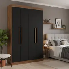 EXIT - Closet 4 Puerta(s) 2 Cajón(es) 6 Repisa(s) 136x217x47 cm Castaño / negro