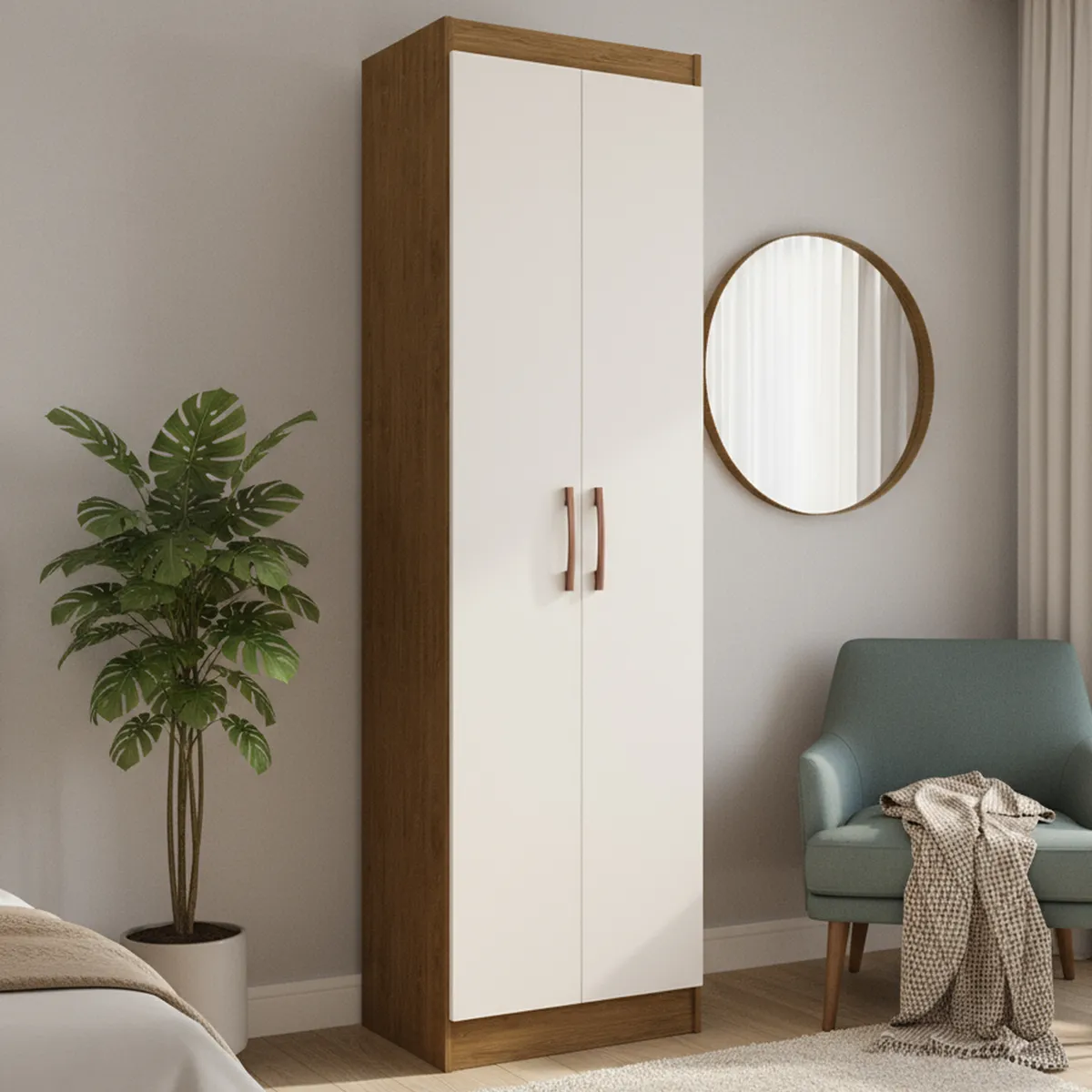 EXIT - Closet Multiuso 2 Puerta(s) 4 Repisa(s) 52x183x36 cm Nuez /Beige
