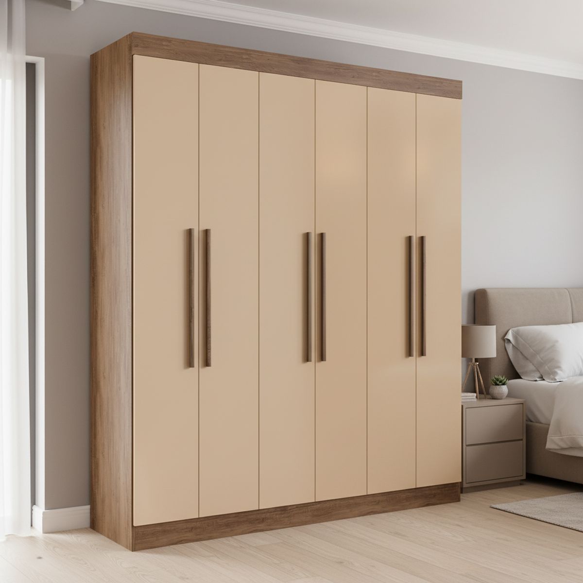 EXIT - Closet 6 Puerta(s) 2 Cajón(es) 5 Repisa(s) 180x217x47 cm Castaño/beige