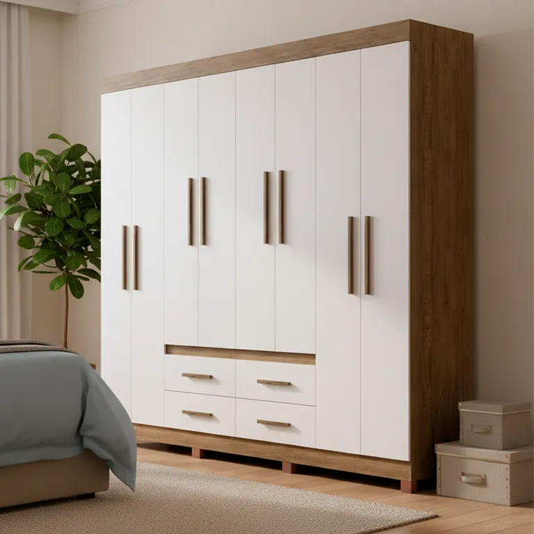 Closet 8 Puerta(s) 4 Cajón(es) 9 Repisa(s) 206x200x45 cm Multicolor