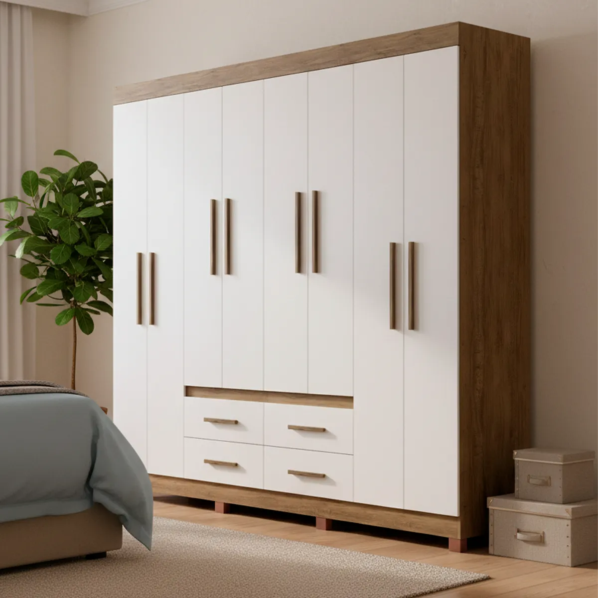 EXIT - Closet 8 Puerta(s) 4 Cajón(es) 9 Repisa(s) 206x200x45 cm Castaño / beige