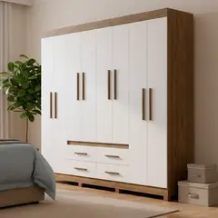 EXIT - Closet 8 Puerta(s) 4 Cajón(es) 9 Repisa(s) 206x200x45 cm Castaño / beige