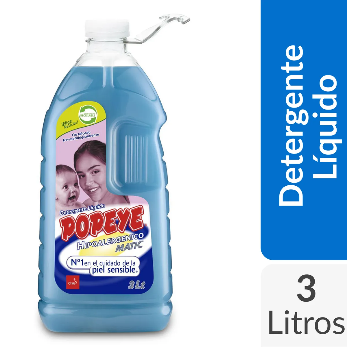 Detergente Líquido Hipoalergénico Popeye Original 3 Litros, marca POPEYE - Foto Principal