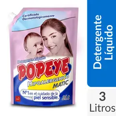 POPEYE - Detergente Líquido Hipoalergénico Aroma Original 3 Litros