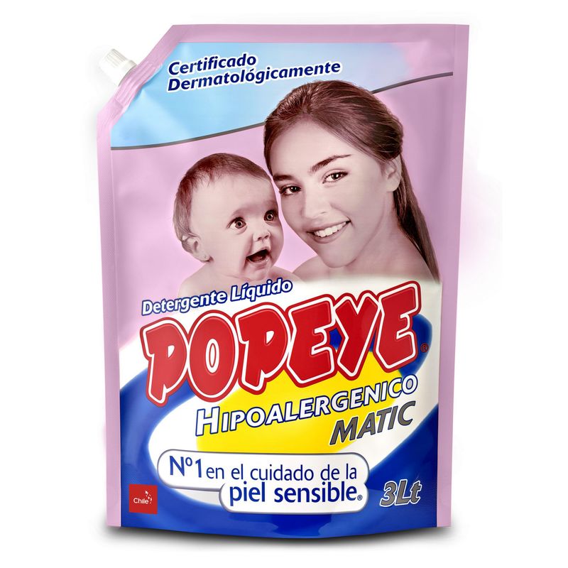 POPEYE - Detergente Líquido Hipoalergénico 3 Litros doypack