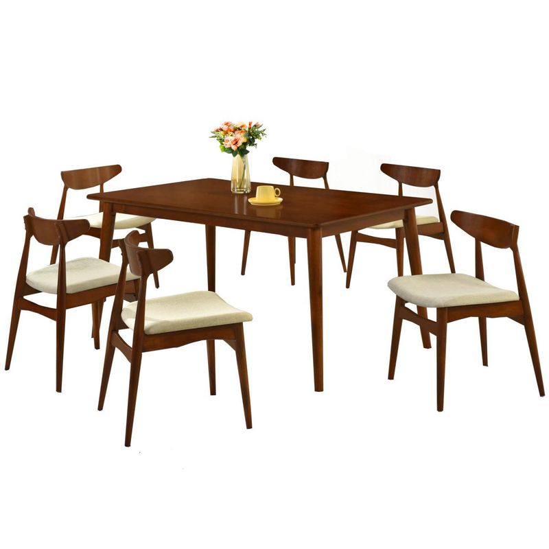 AMUV - Juego de Comedor Dali 6 Sillas Mesa Rectangular 150x90x74 cm Café