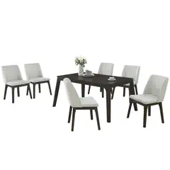 AMUV - Juego de comedor Monet 6 Sillas Mesa Rectangular 150x90x74 cm Café