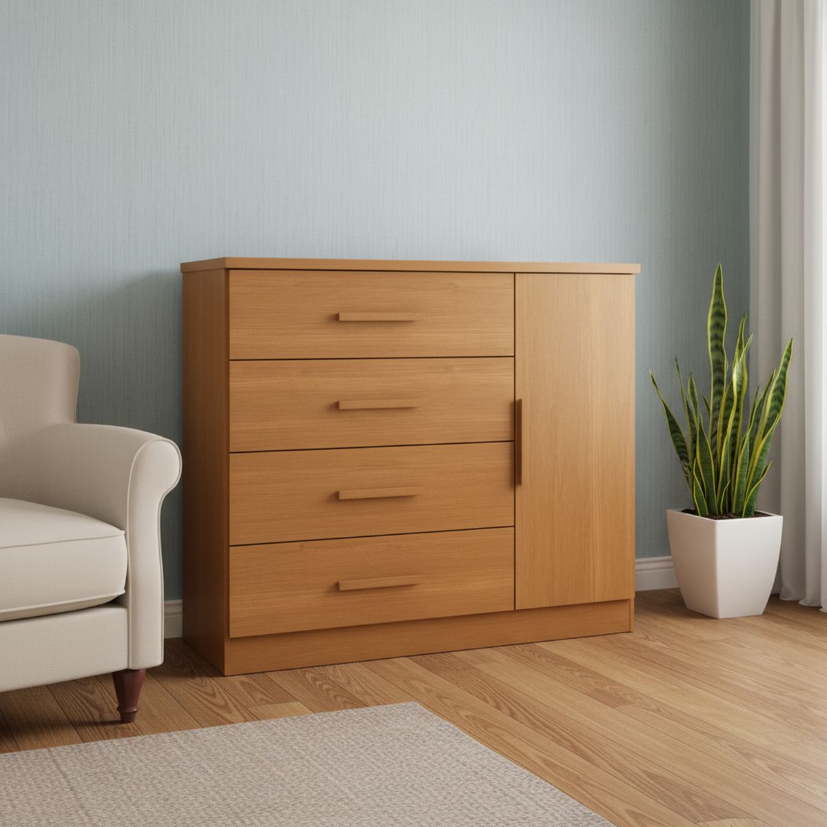 BE DESIGN - Cómoda con Puerta 4 Cajón(es) Zanzini 114.6x98.7x43.8 cm Caramelo