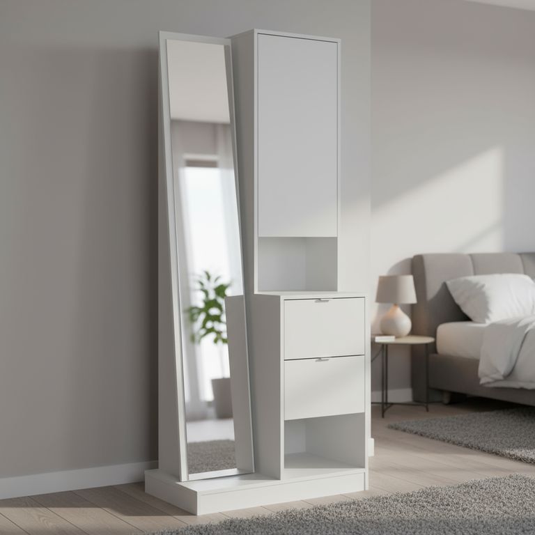 Cómoda Tocador 2 Cajón(es) Moveli 79x190x45 cm Blanco