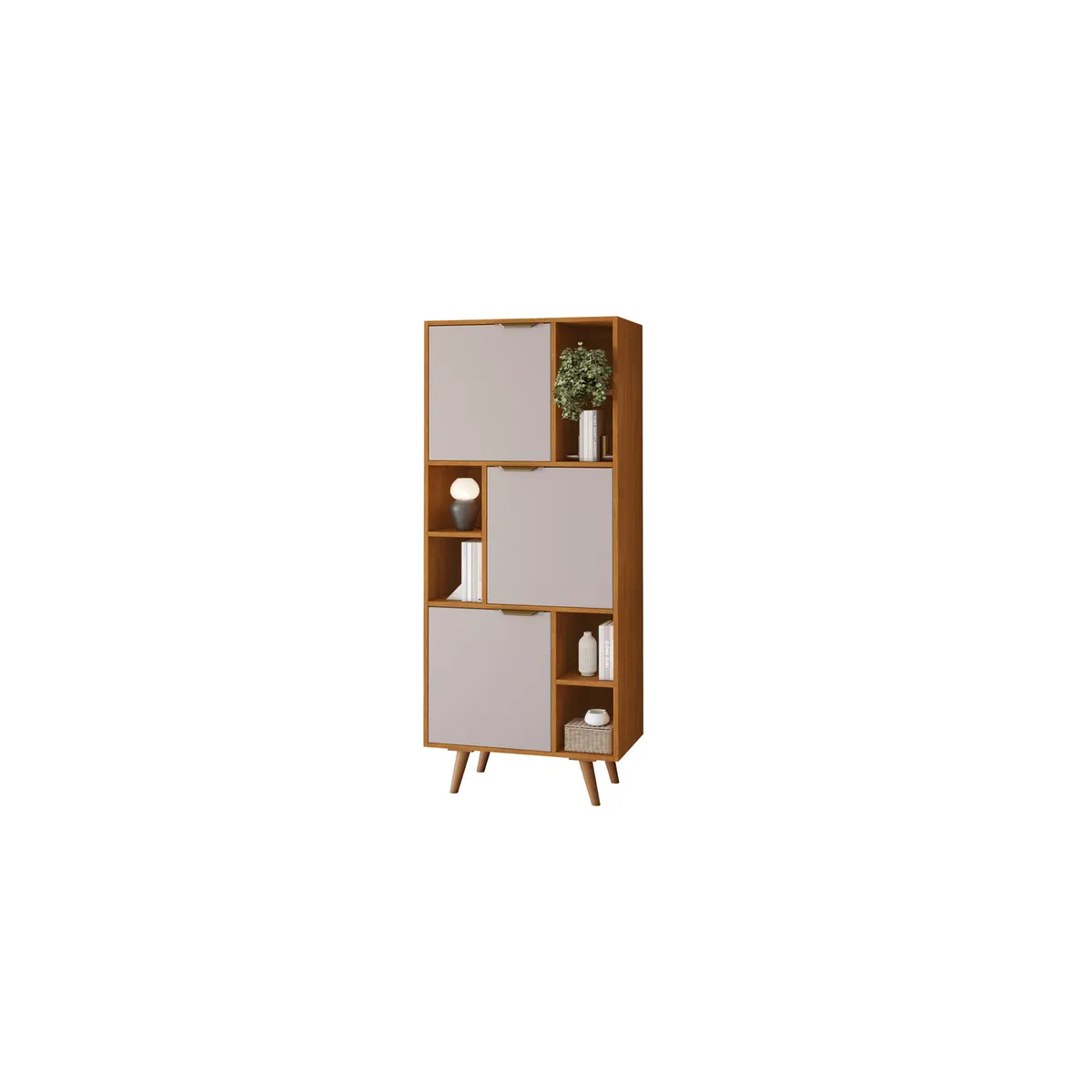 DI PORETTI - Librero Alianca MDF 3 Nivel(es) 63x158x38.5 cm Café/Off White