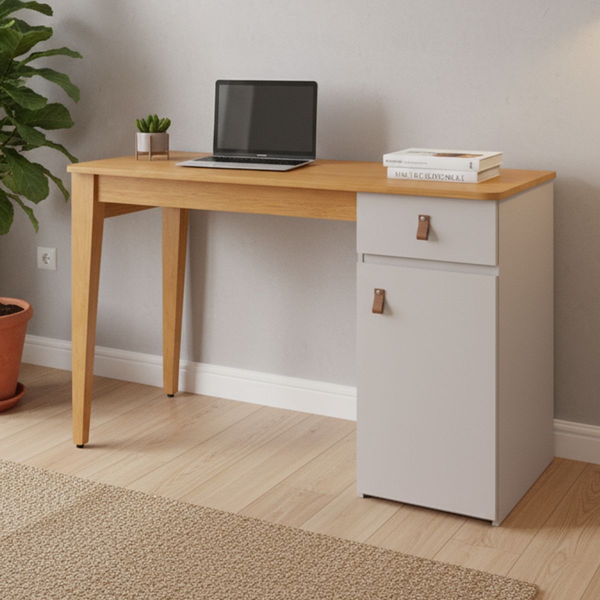 DI PORETTI - Escritorio Helo Café/OFF White 121x76x45 cm