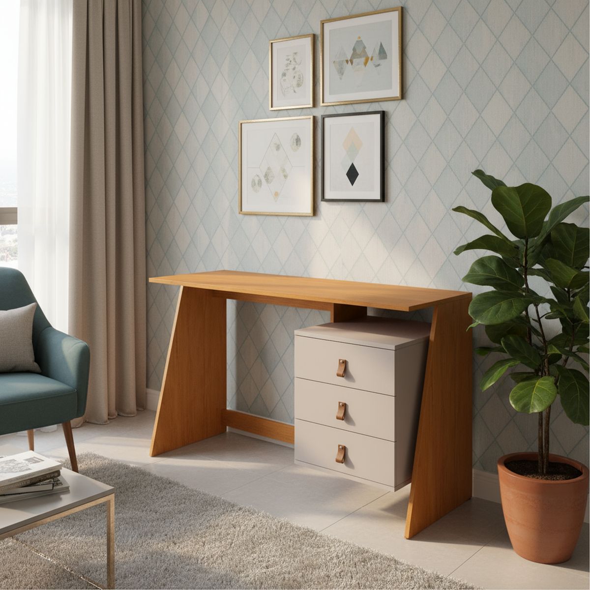 DI PORETTI - Escritorio Gaby Café/OFF White 121x75x45 cm