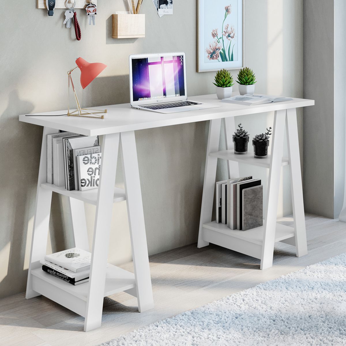 DI PORETTI - Escritorio Vigor Blanco 136.5x78x54 cm