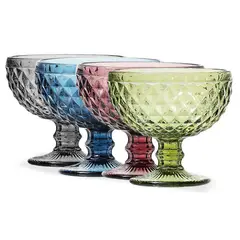 IDETEX - Set 4 Copas para Postre 300 ml Vidrio Colores