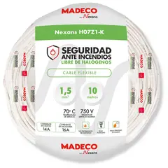 MADECO - Cable Libre de Halógeno 1x1,5 mm2 Blanco 10 metro(s)