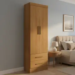 MOBILFRANK - Closet 2 Puerta(s) 2 Cajón(es) 3 Repisa(s) 54.8x194.5x40 cm Café Canela