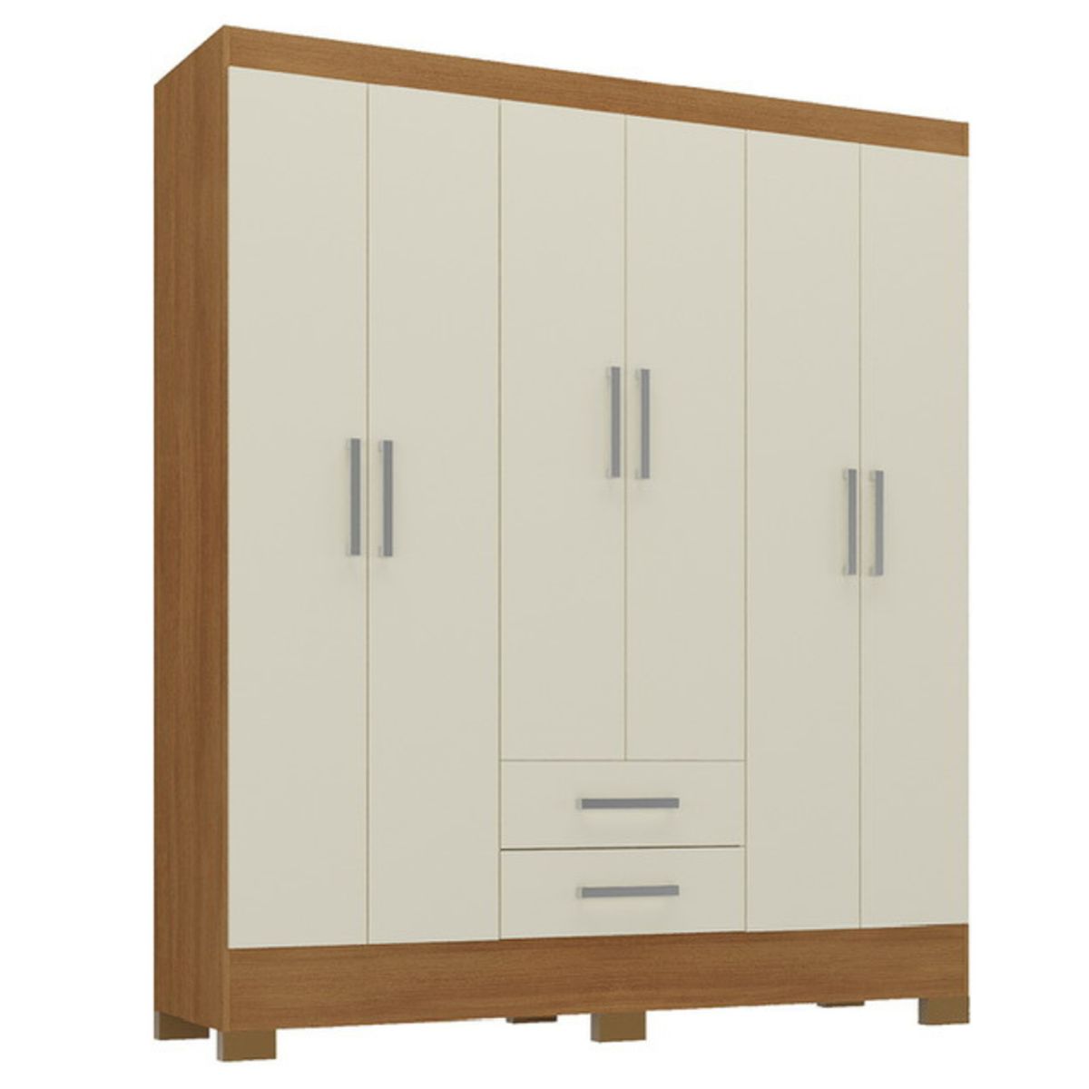 MOBILFRANK - Closet 6 Puerta(s) 2 Cajón(es) 4 Repisa(s) 135.3x180x35 cm Café Canela y Blanco Off White
