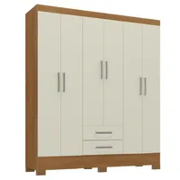 Closet 6 Puerta(s) 2 Cajón(es) 4 Repisa(s) 135.3x180x35 cm Café Canela y Blanco Off White