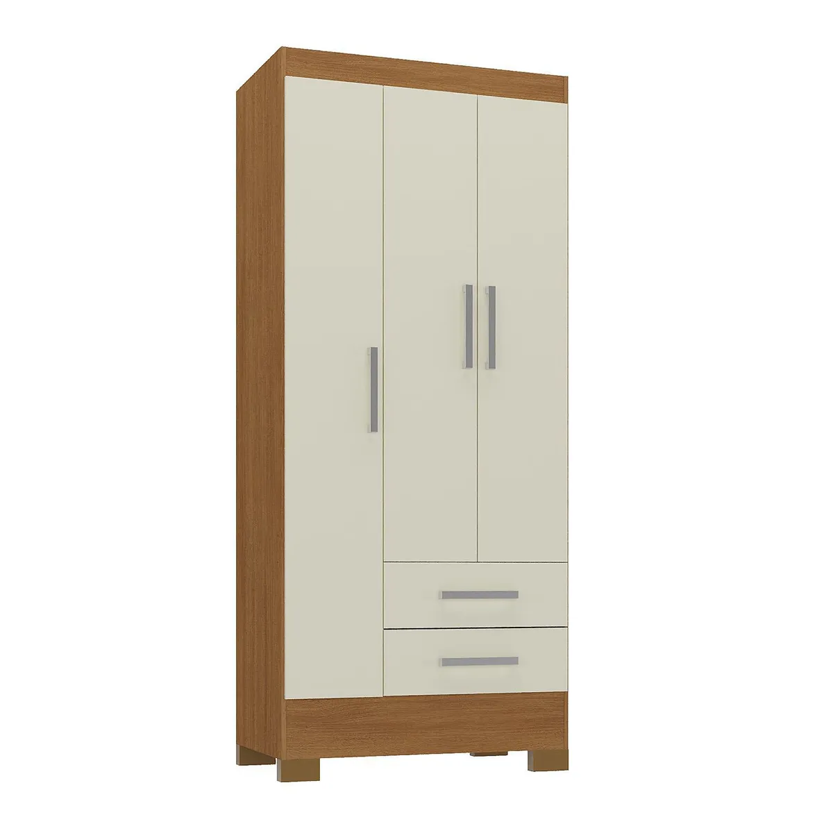 MOBILFRANK - Closet 3 Puerta(s) 2 Cajón(es) 3 Repisa(s) 68.2x180x35 cm Café Canela y Blanco Off White