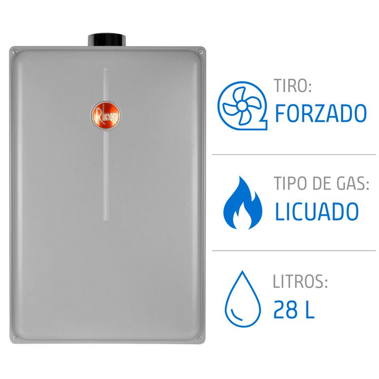 Calefont Gas Licuado 28 Litros Tiro Forzado Ionizado