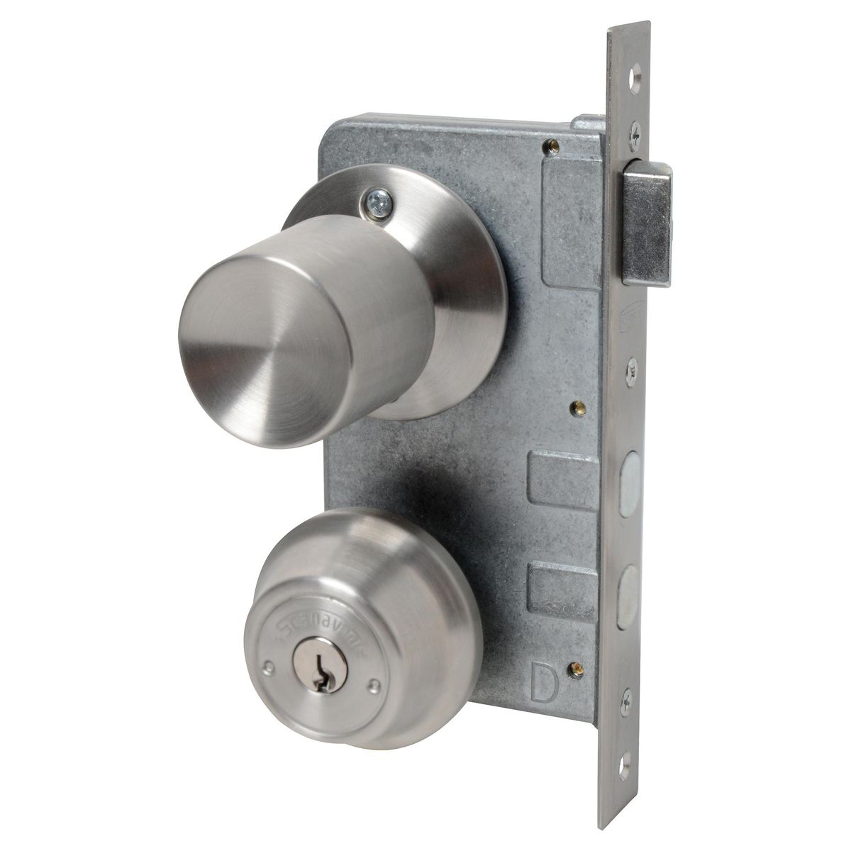 SCANAVINI - Cerradura de pomo doble pitón para puerta principal acero