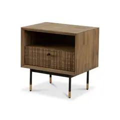 CIC - Velador 1 Cajón(es) Adria 55x55x40 cm Café oscuro