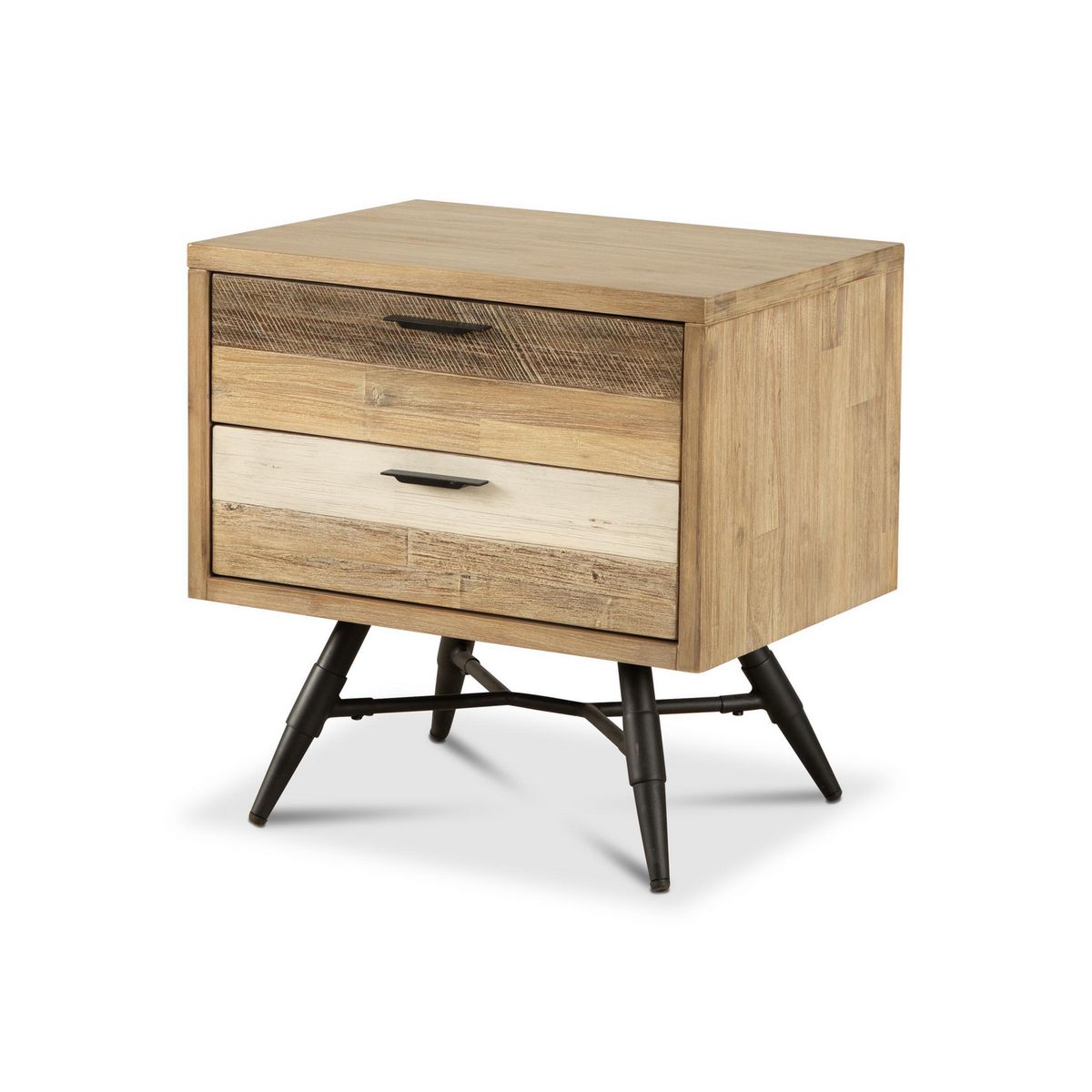 CIC - Velador 2 Cajón(es) Neris 60x60x45 cm Gris / Frente mix color