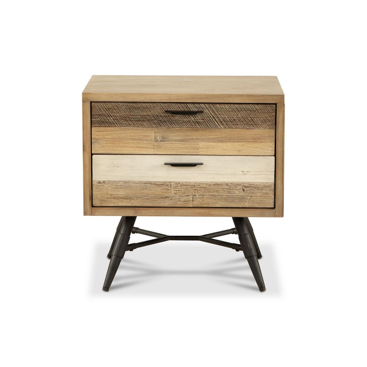 CIC - Velador 2 Cajón(es) Neris 60x60x45 cm Gris / Frente mix color