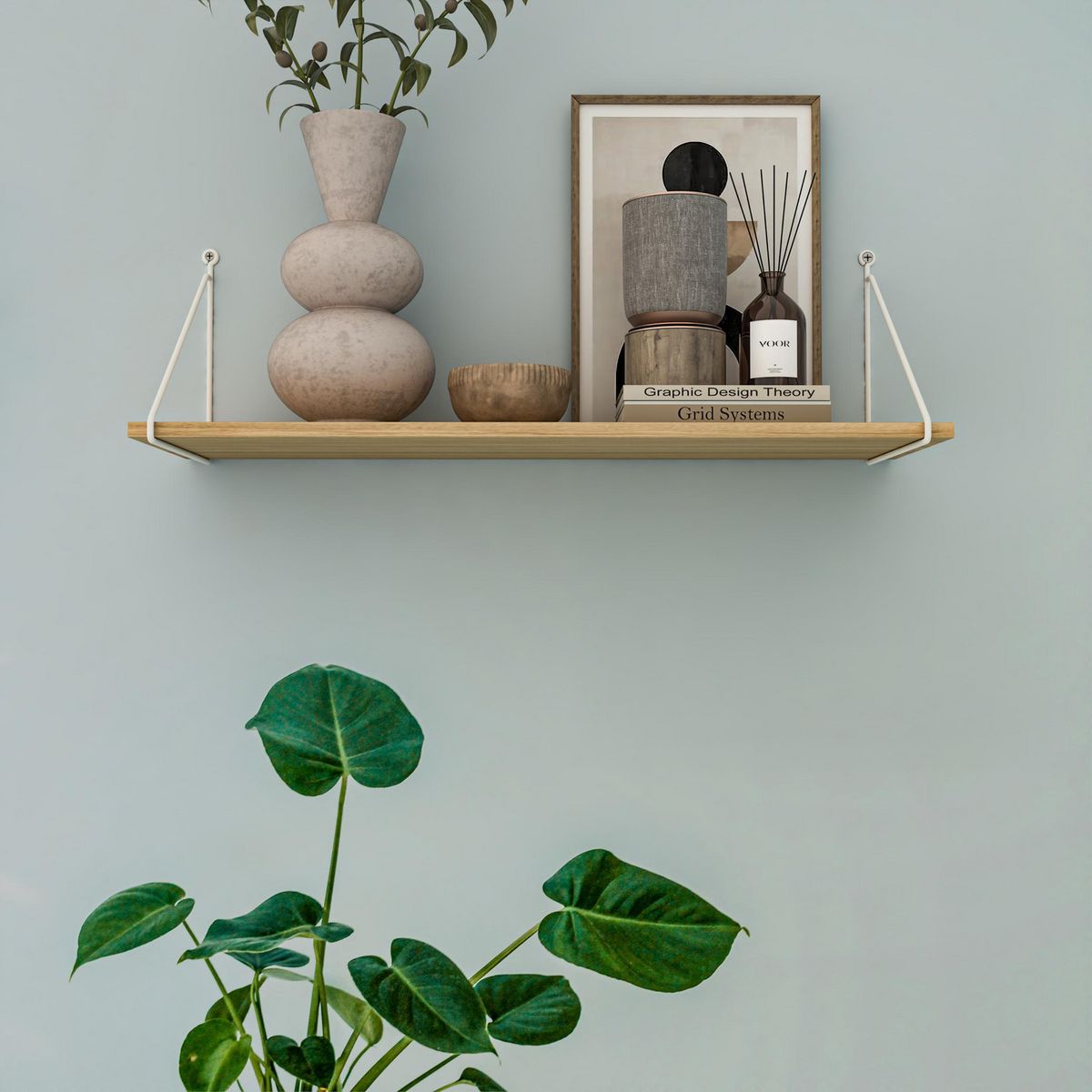 DUCASSE - Repisa Angolo Simple Madera 1 Nivel(es) 494x200x203 mm Blanco/Natural