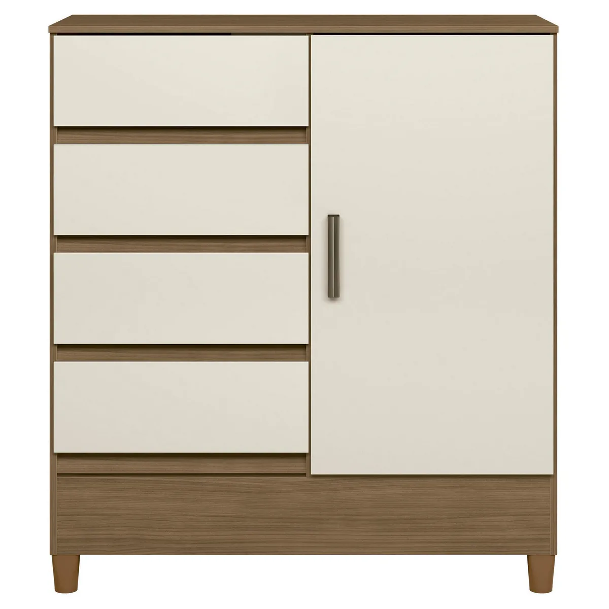 ALTAVISION - Cómoda 4 Cajón(es) Fit Jequi 90x100.7x39.2 cm Blanco Off/Café