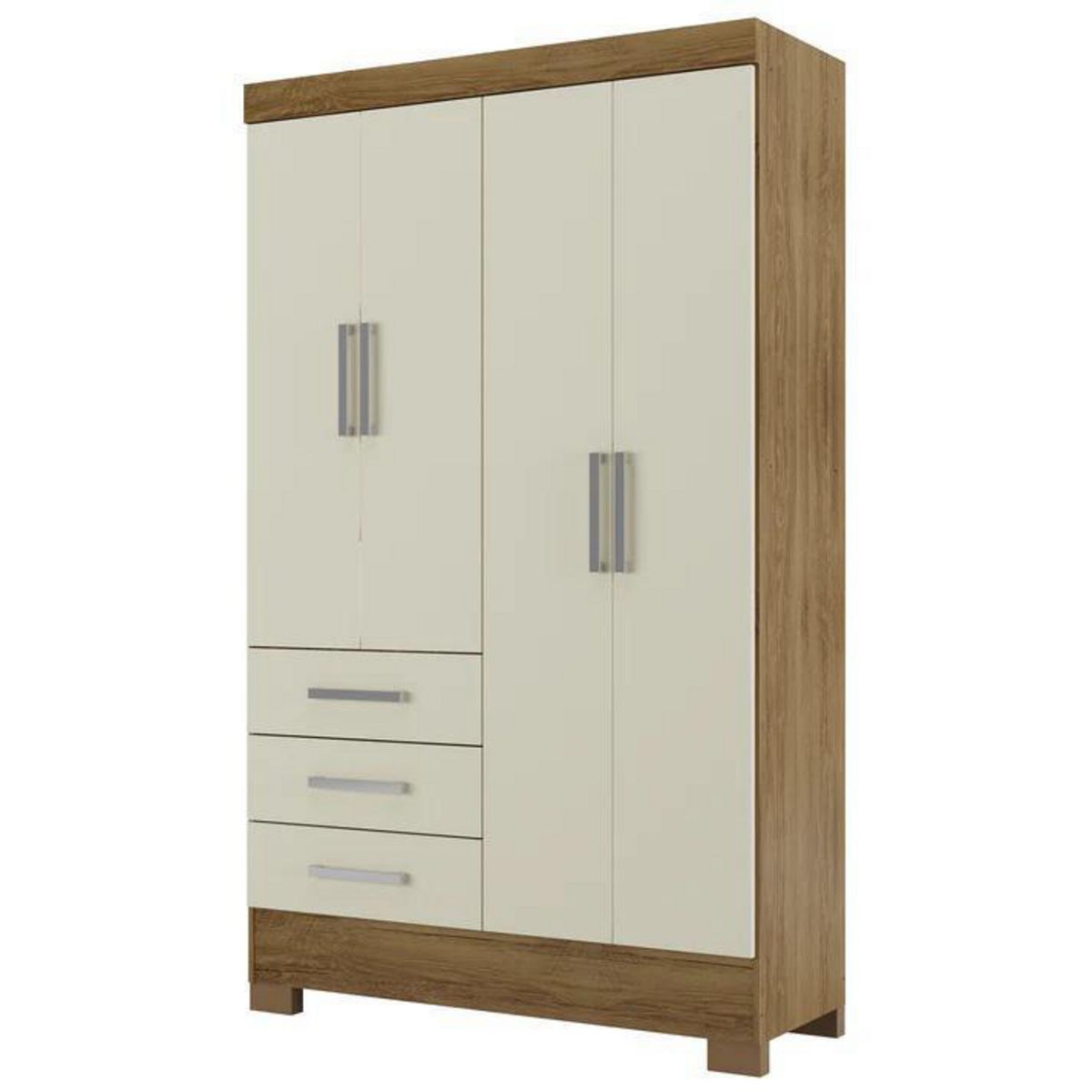 ALTAVISION - Closet Itapema 4 Puerta(s) 3 Cajón(es) 4 Repisa(s) 108.4x180x40 cm Blanco Off/Café