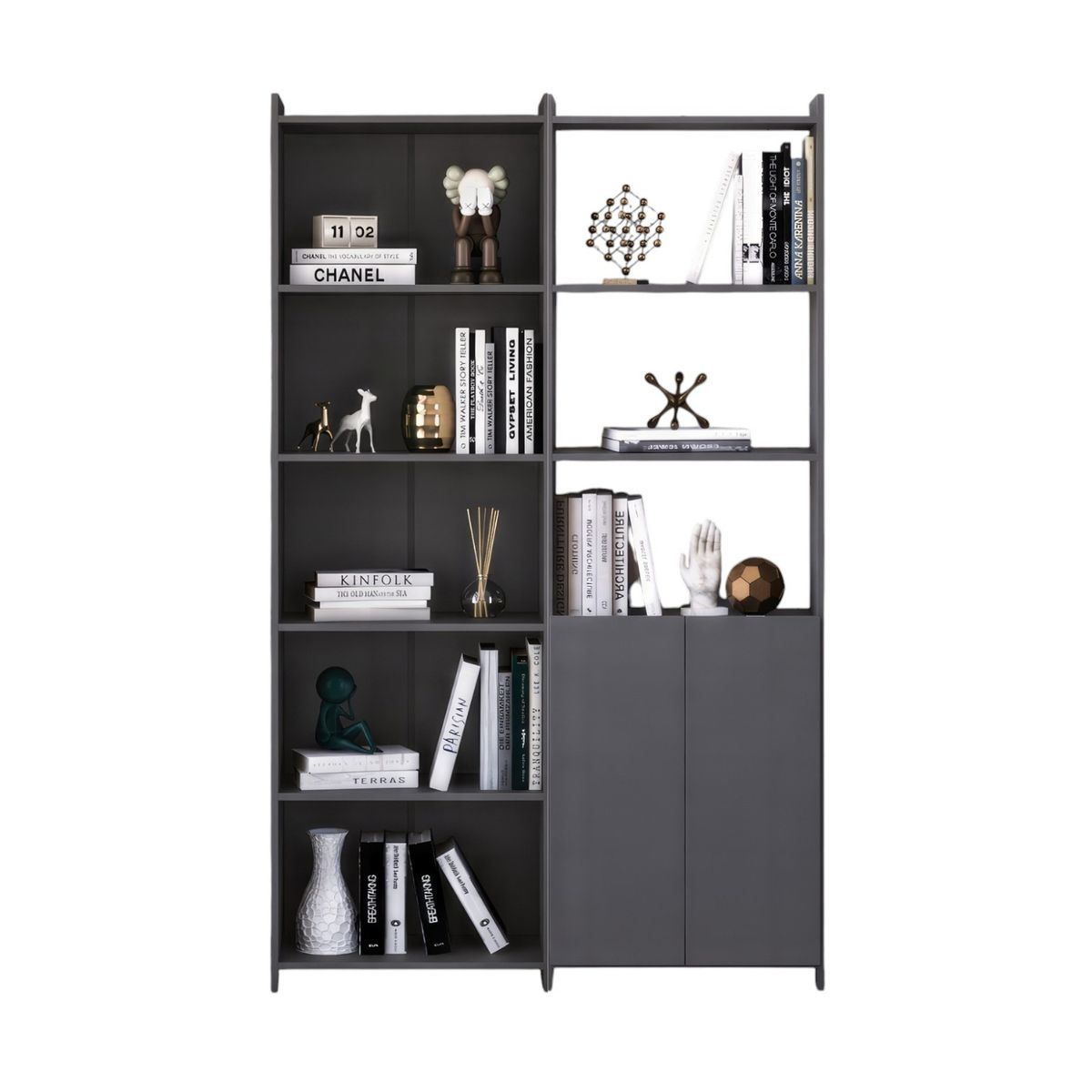 ONESSTA - Combo 2 Libreros MDP 5 Nivel(es) 114x183x30 cm Gris