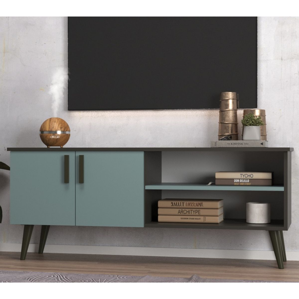 ONESSTA - Rack TV 50 " Catar Grafito verde 123x51x36 cm