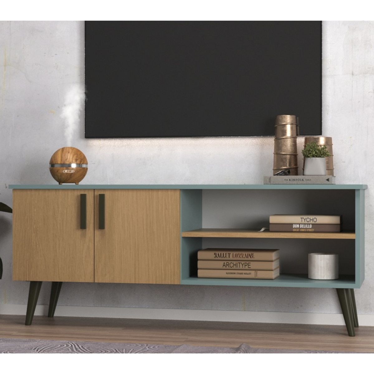 ONESSTA - Rack TV 50 " Catar Café grafito 123x51x36 cm