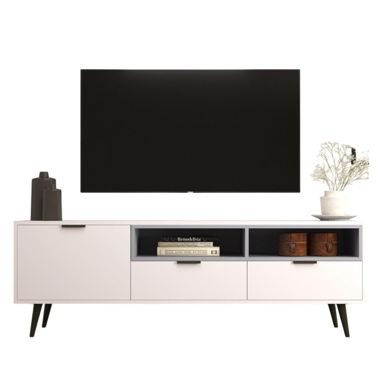 ONESSTA - Rack TV 65 " Lisboa Blanco verde 150x58x38 cm