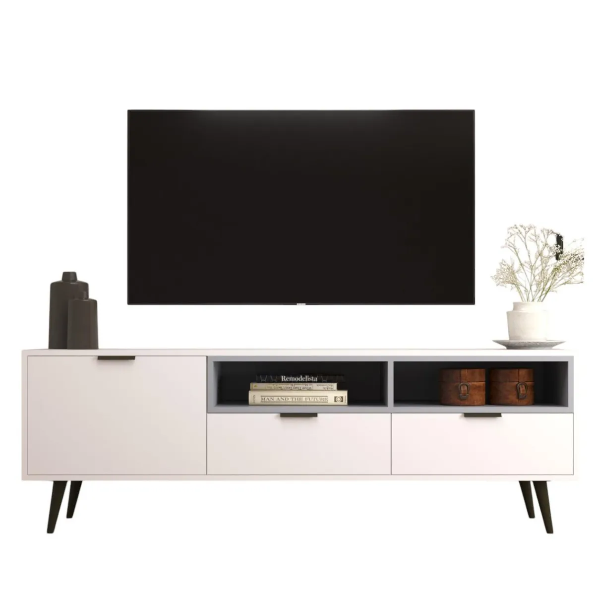 ONESSTA - Rack TV 65 " Lisboa Blanco verde 150x58x38 cm