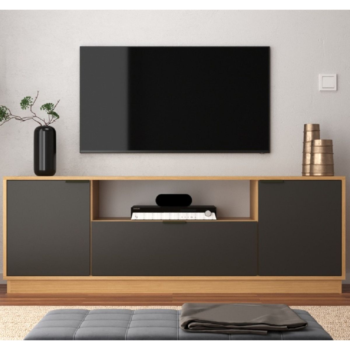 ONESSTA - Rack TV 65 " Paris Café grafito 150x56x38 cm