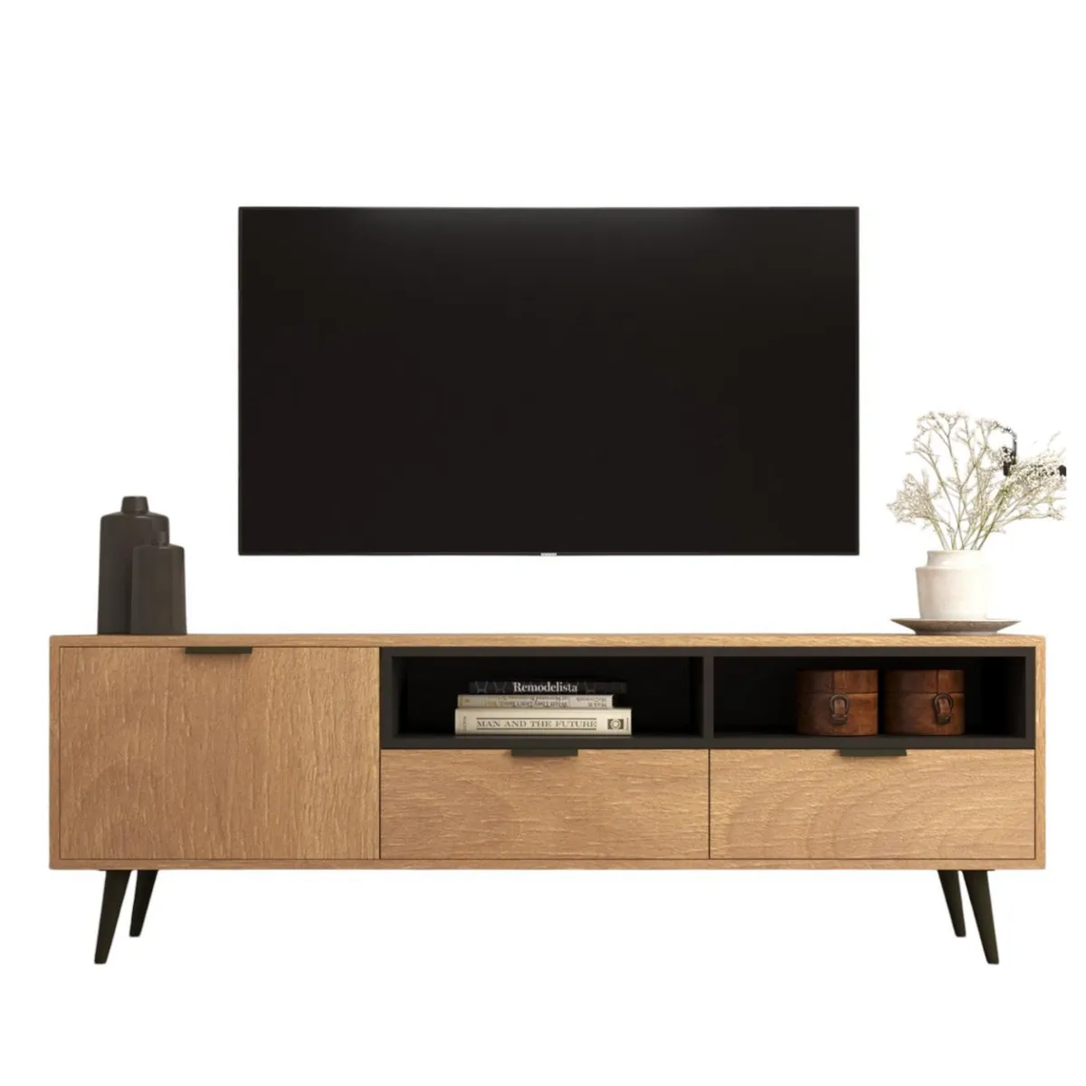 ONESSTA - Rack TV 65 " Lisboa Café grafito 150x58x38 cm