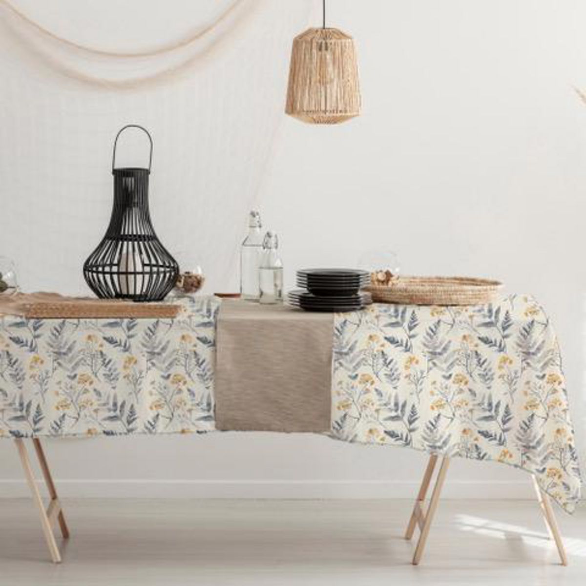 DECO EXPRESS - Mantel Rectangular 160x220 cm Floral Beige