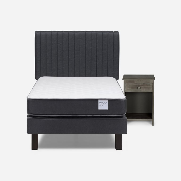 ROSEN Cama 1.5 plazas Europea Wave Gris