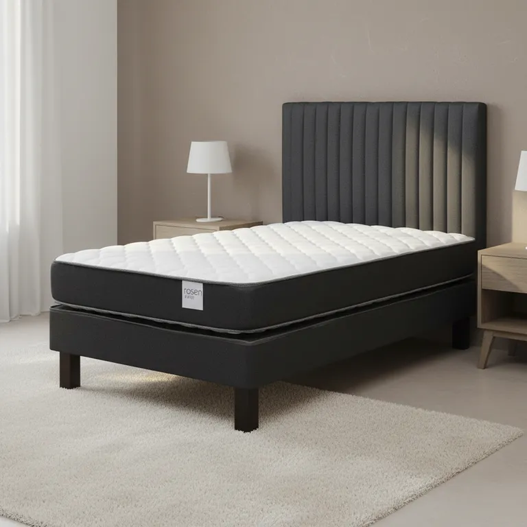 ROSEN Cama 1.5 plazas Europea Wave Gris