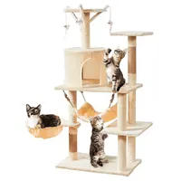Torre castillo y rascador para gatos interactivo beige